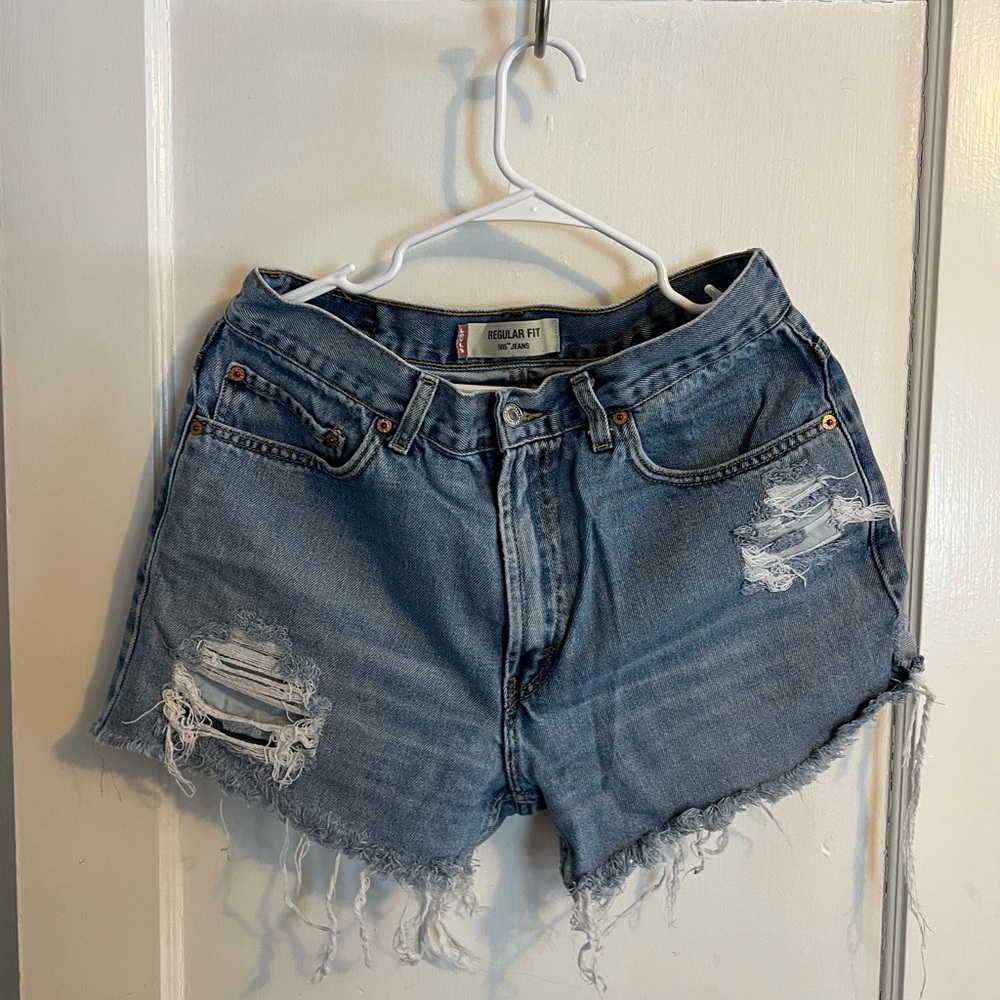 Levi's Blue Distressed Jean Shorts